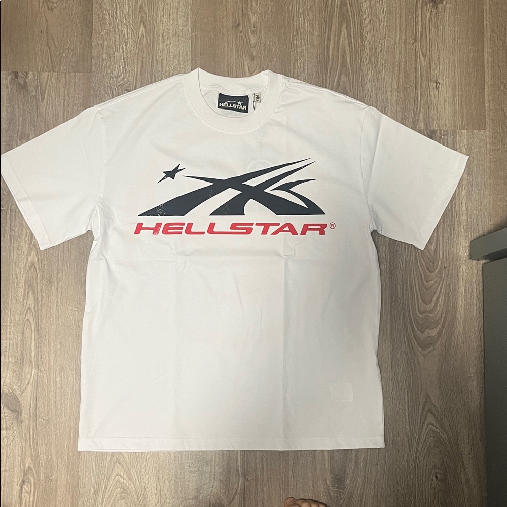 Hellstar t shirt white black and red